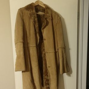 Leather/ Fur Knee Length Coat